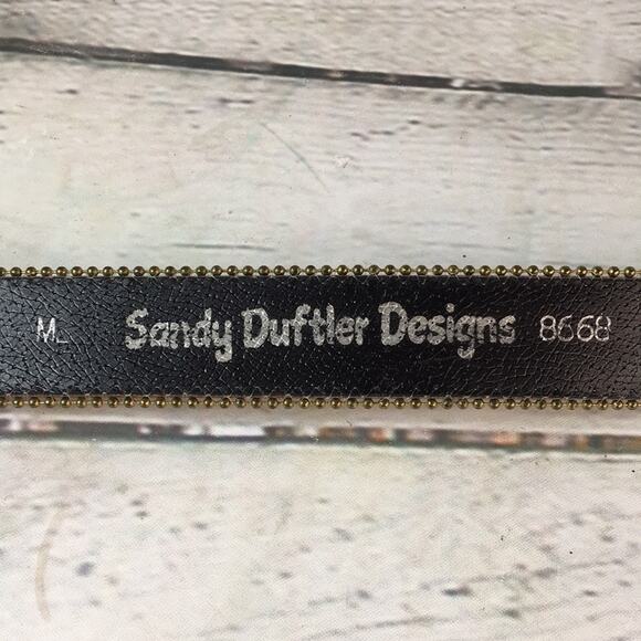 Sandy Duftler Designs Leather Belt Womens Medium‎ Gold w/ White Reptile Pattern - Picture 5 of 10